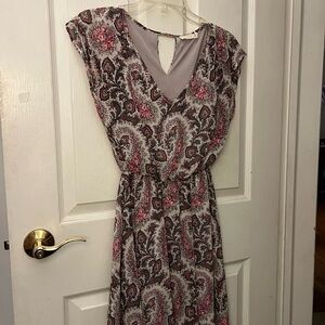 Floral Paisley Dress in Pink and Gray